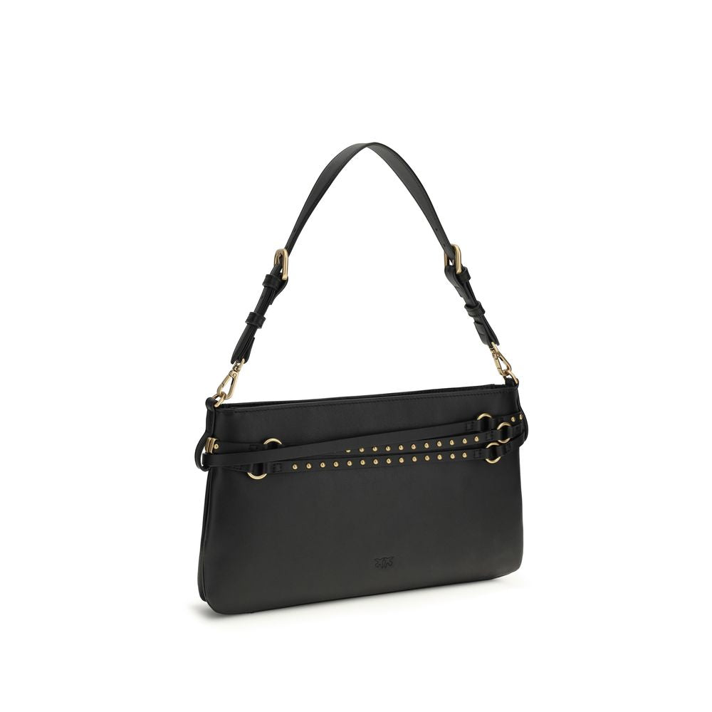 PINKO Schwarze Bos Taurus Kalbsleder Schultertasche