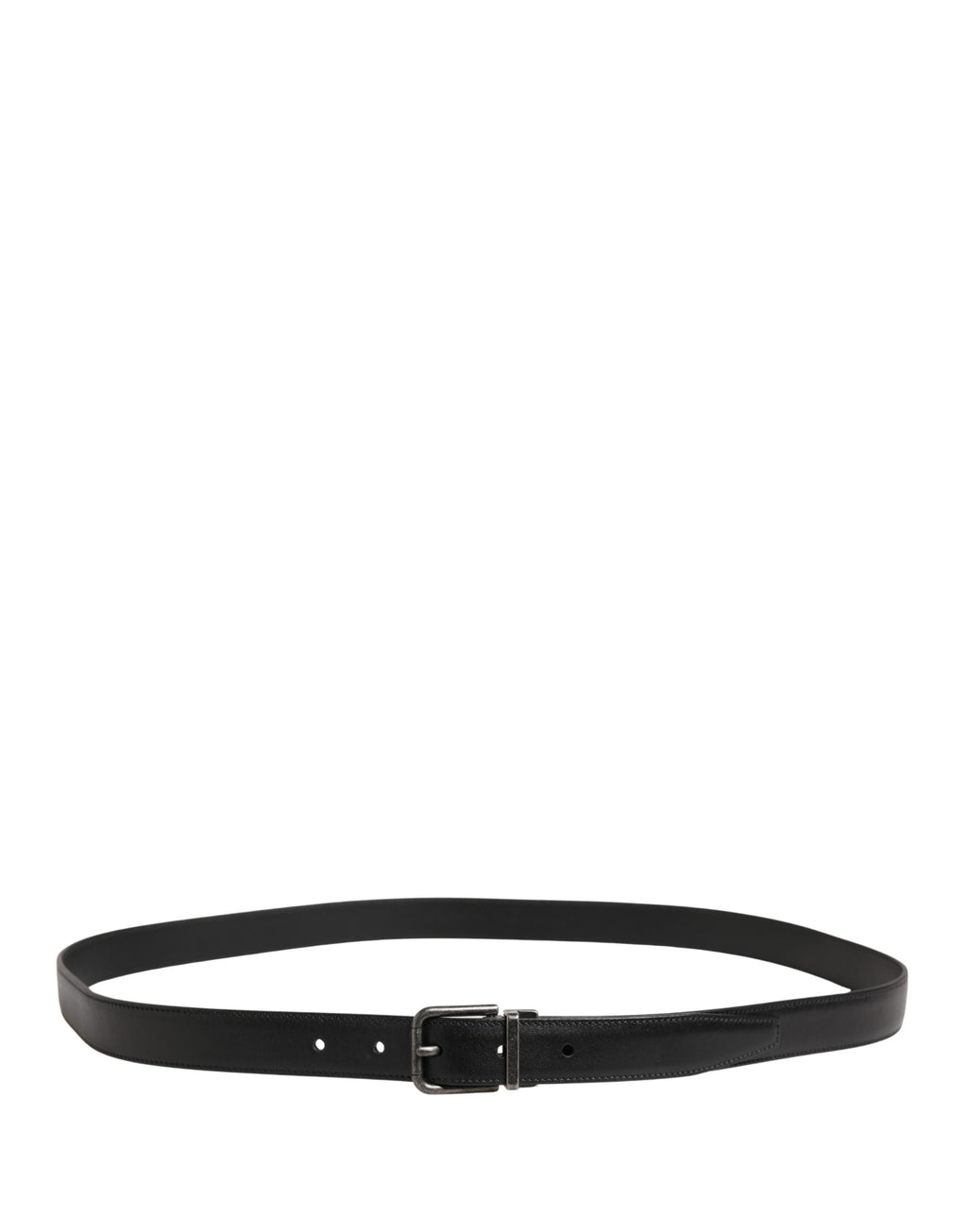 Dolce & Gabbana Men's Black Leather Belt with Metal Buckle