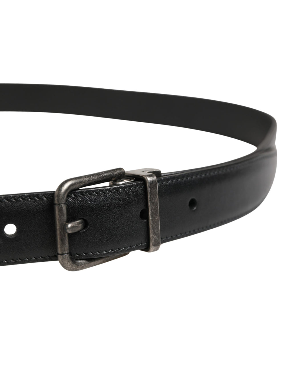 Dolce & Gabbana Men's Black Leather Belt with Metal Buckle