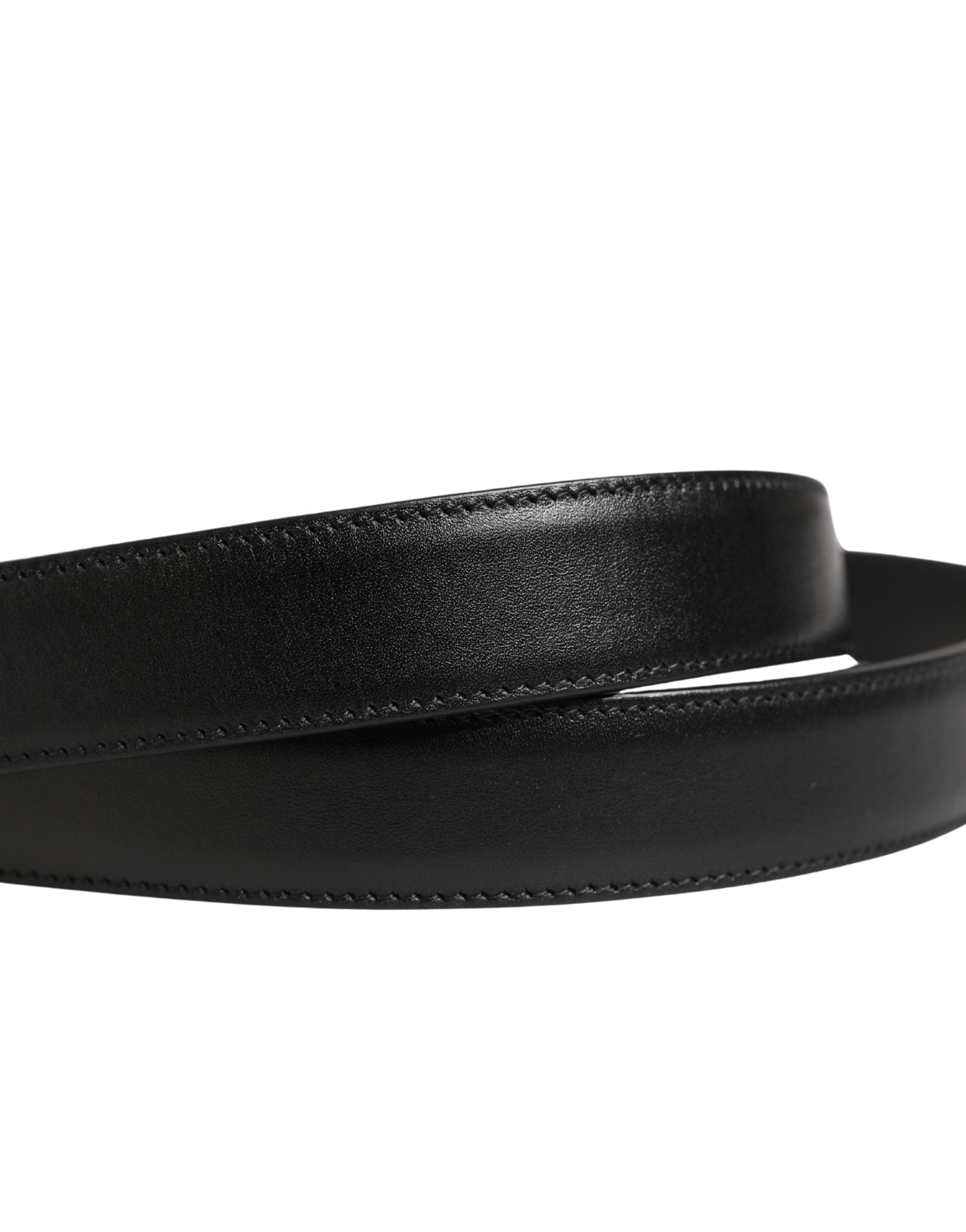 Dolce & Gabbana Men's Black Leather Belt with Metal Buckle