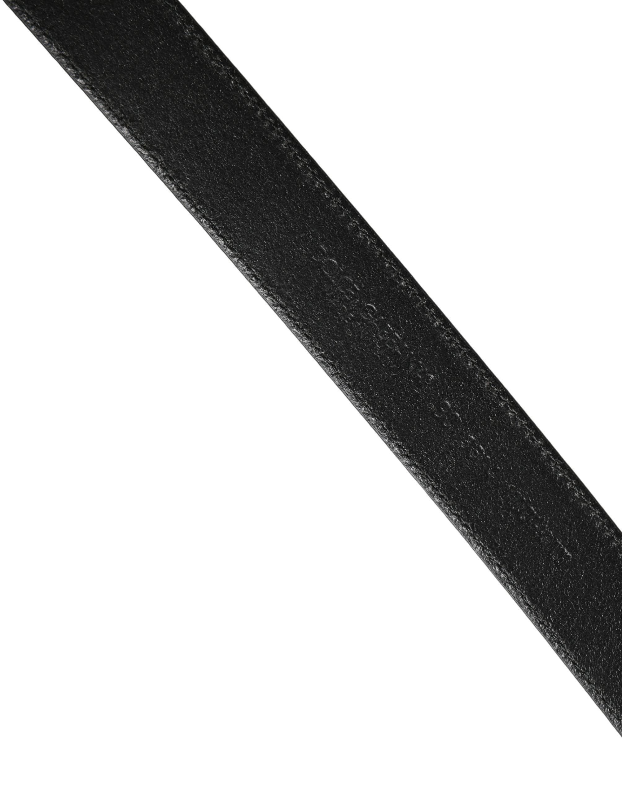 Dolce & Gabbana Men's Black Leather Belt with Metal Buckle