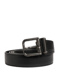 Dolce & Gabbana Men's Black Leather Belt with Metal Buckle