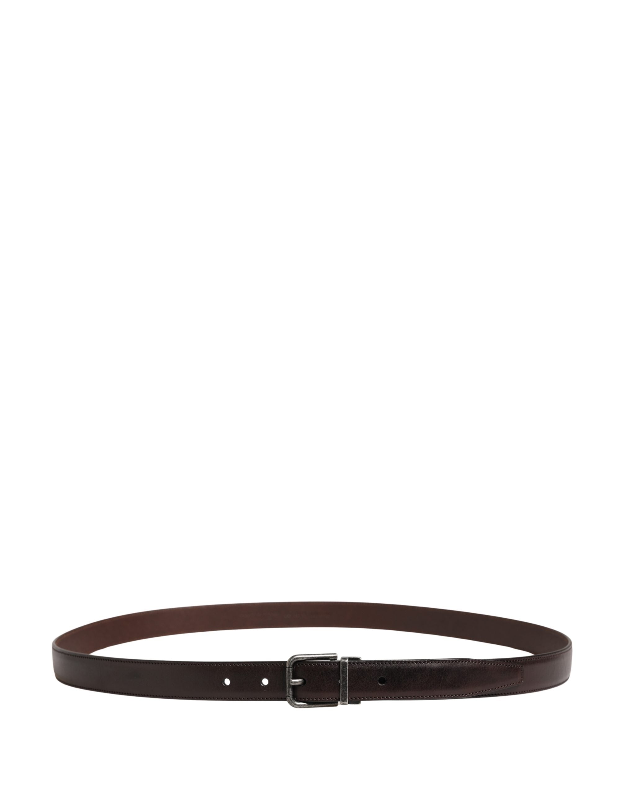 Dolce & Gabbana Herren Gürtel aus braunem Leder mit klassischer Metallschnalle