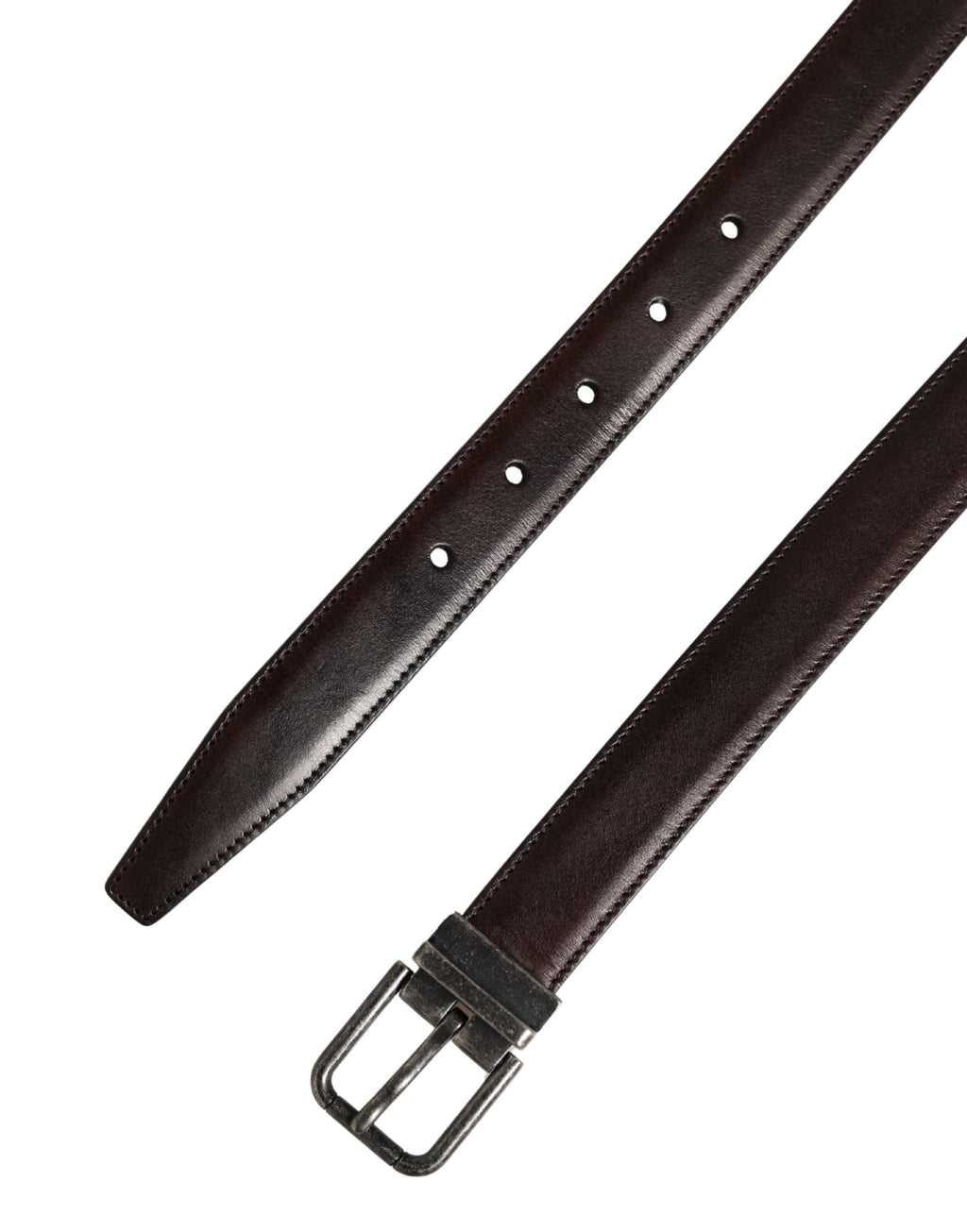 Dolce & Gabbana Herren Gürtel aus braunem Leder mit klassischer Metallschnalle
