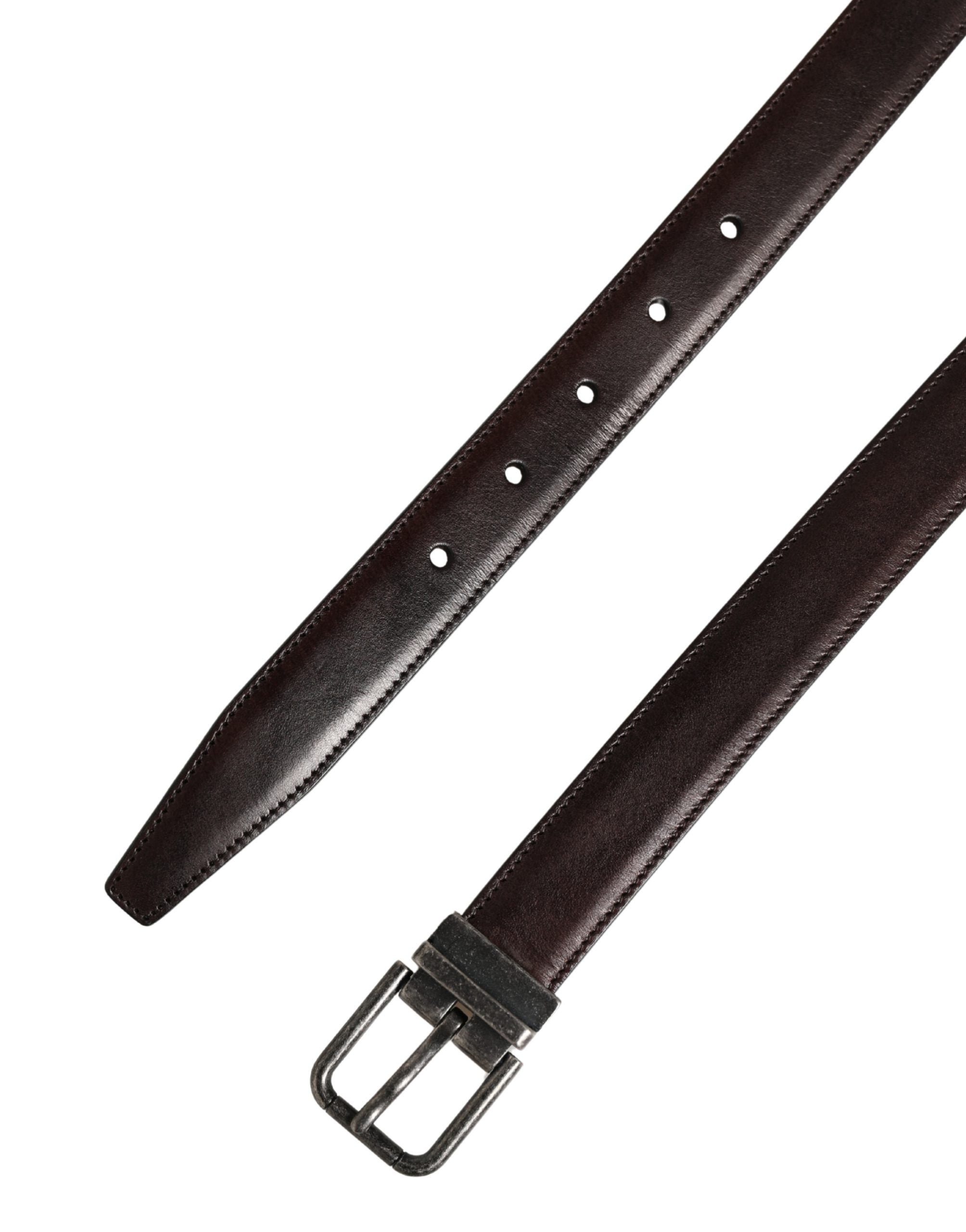 Dolce & Gabbana Herren Gürtel aus braunem Leder mit klassischer Metallschnalle