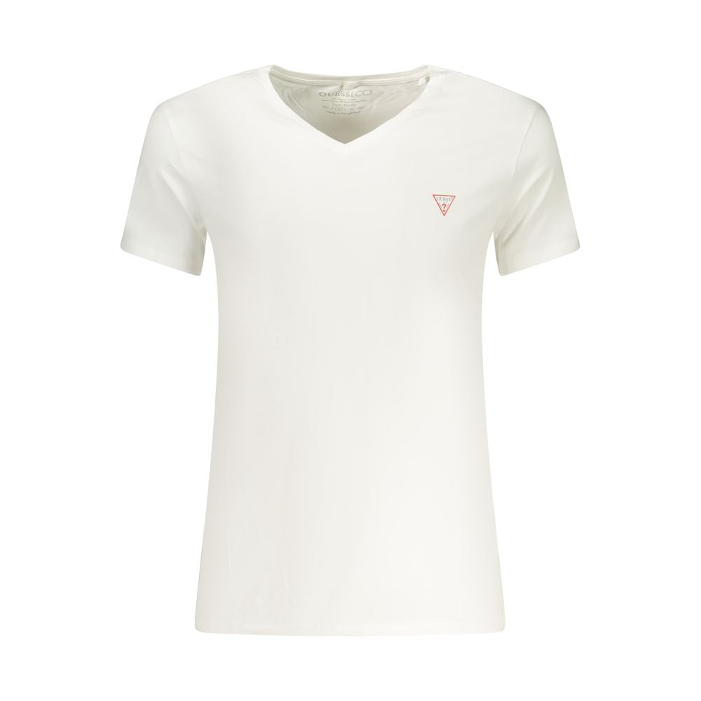 Guess Jeans Weißes Herren-V-Ausschnitt-T-Shirt aus Baumwolle