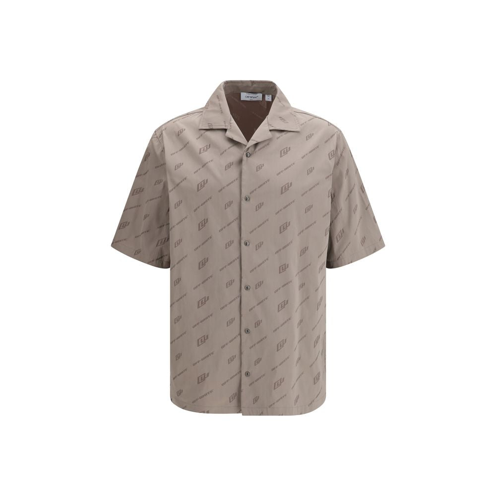 Off-White Beige Viscose Short-Sleeve Shirt