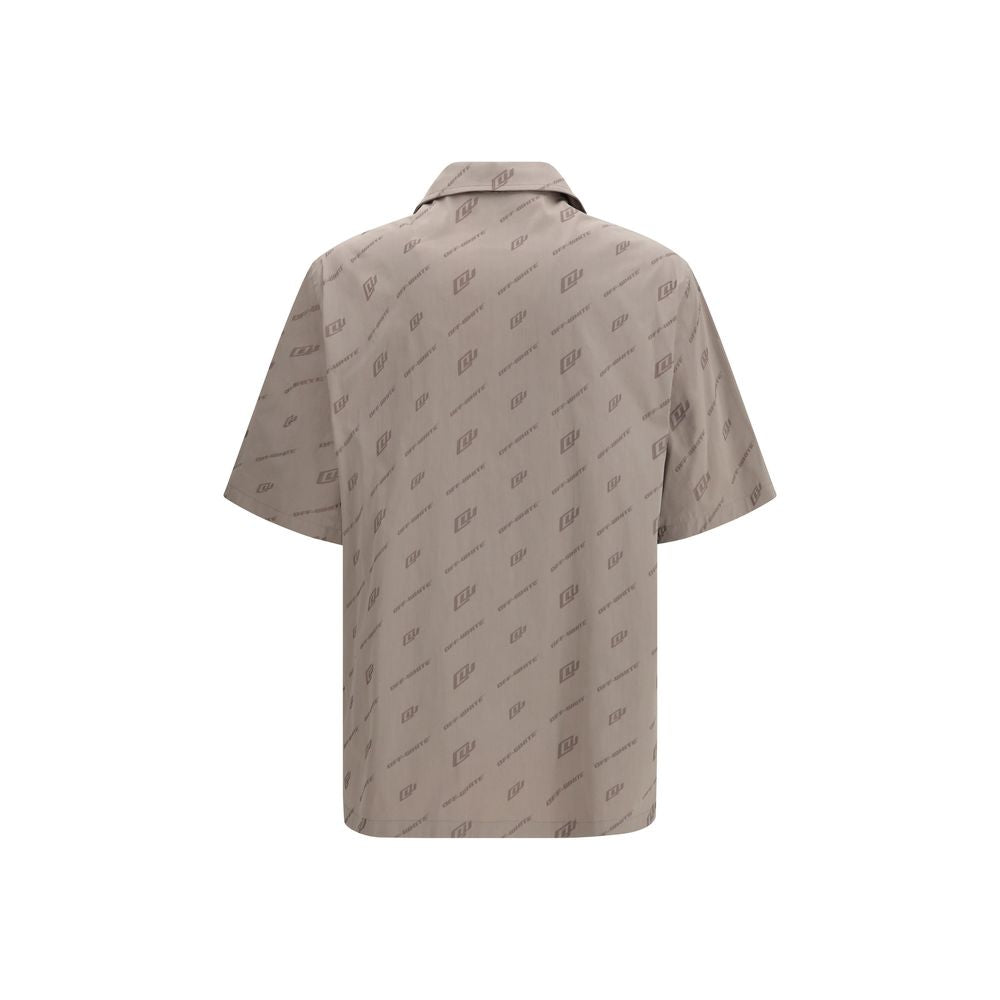 Off-White Beige Viscose Short-Sleeve Shirt