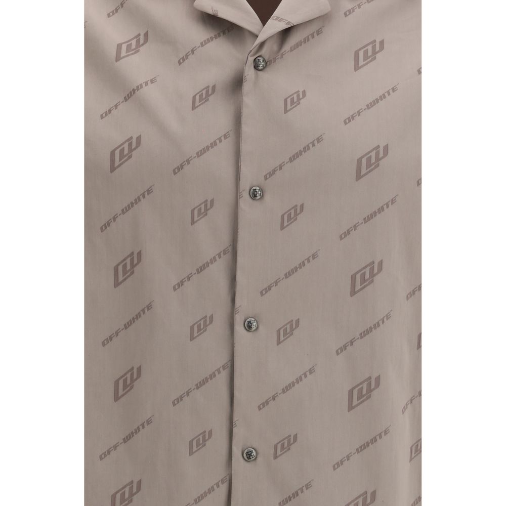 Off-White Beige Viscose Short-Sleeve Shirt