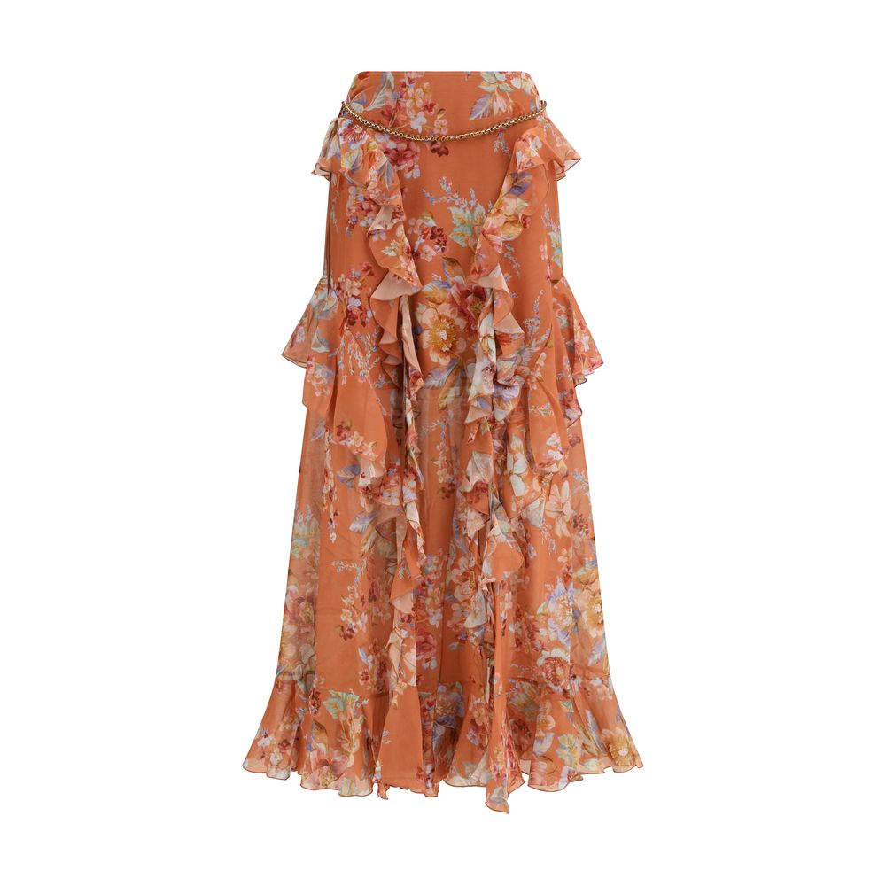 Zimmermann Orange Baumwoll-Maxirock