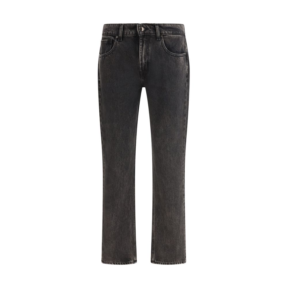 7FOR Schwarze Baumwoll-Jeans mit geradem Bein