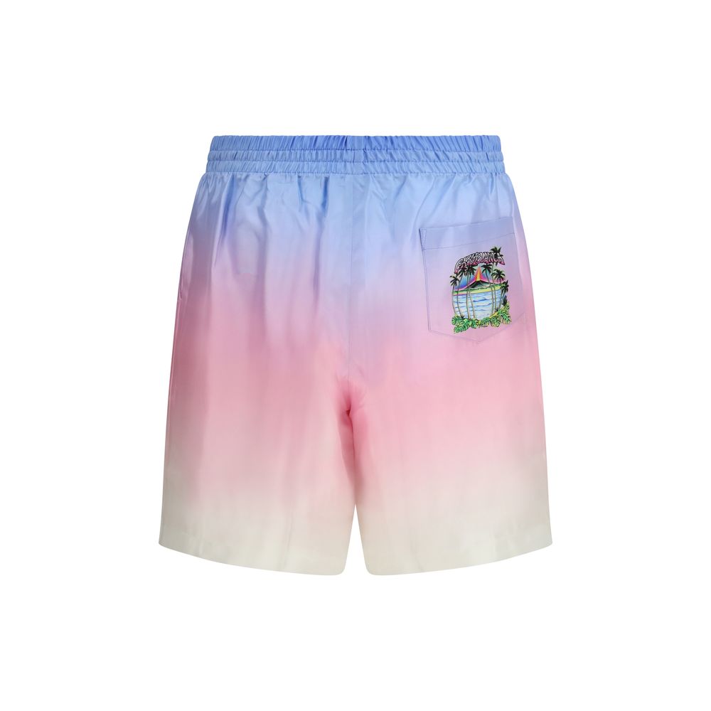 Casablanca Mehrfarbige Seiden-Bermudashorts