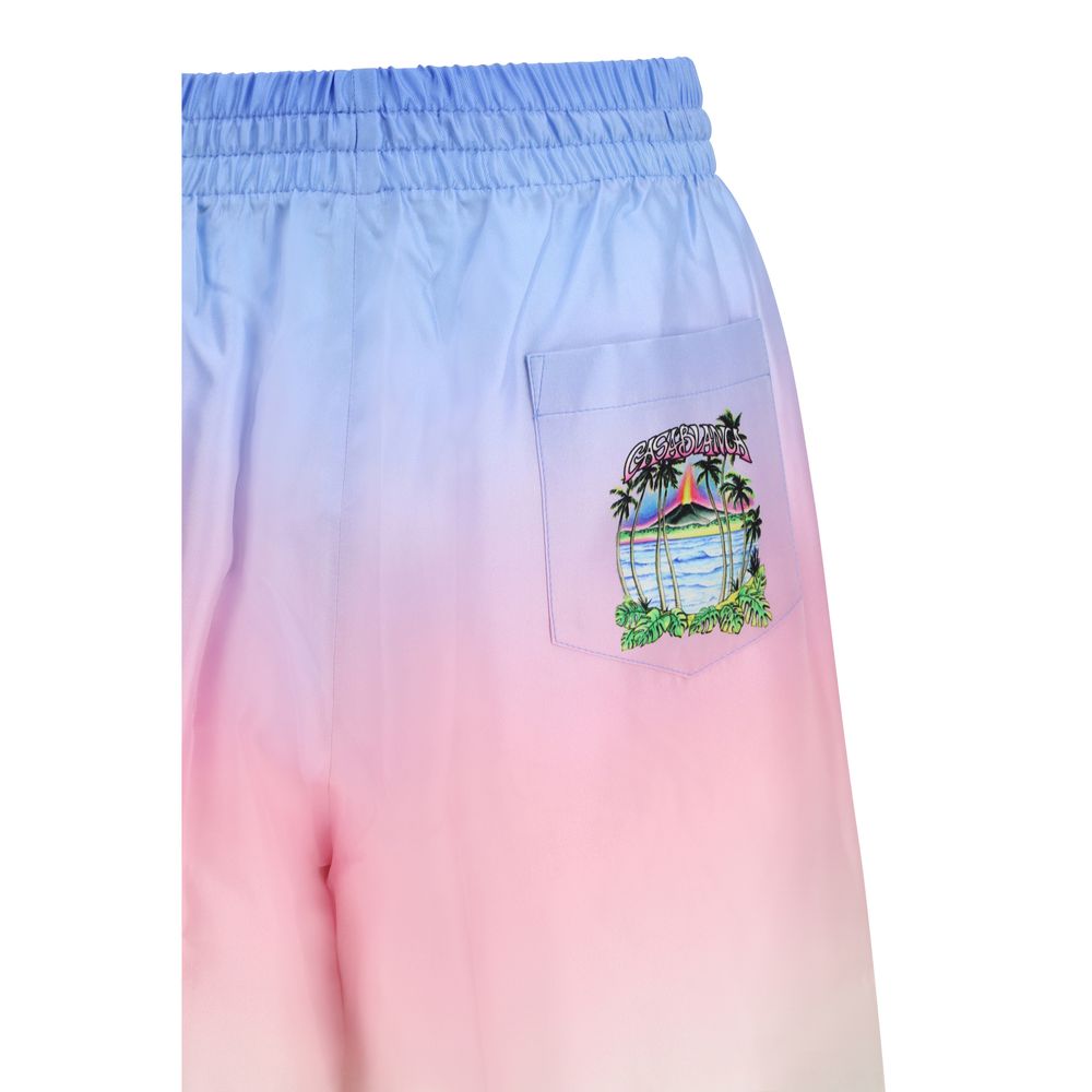 Casablanca Mehrfarbige Seiden-Bermudashorts