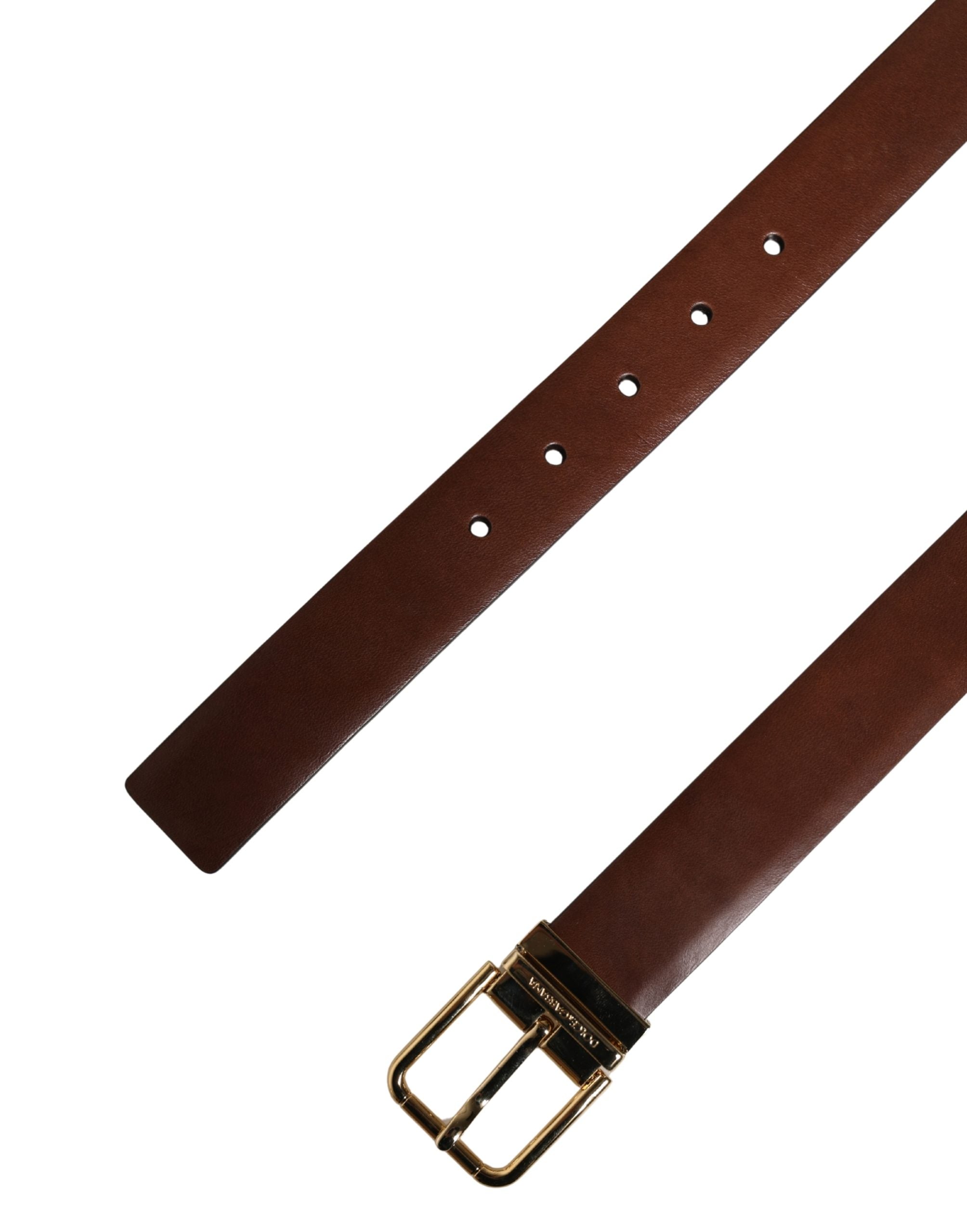 Dolce & Gabbana Herren-Gürtel aus braunem Leder mit klassischer Metallschnalle