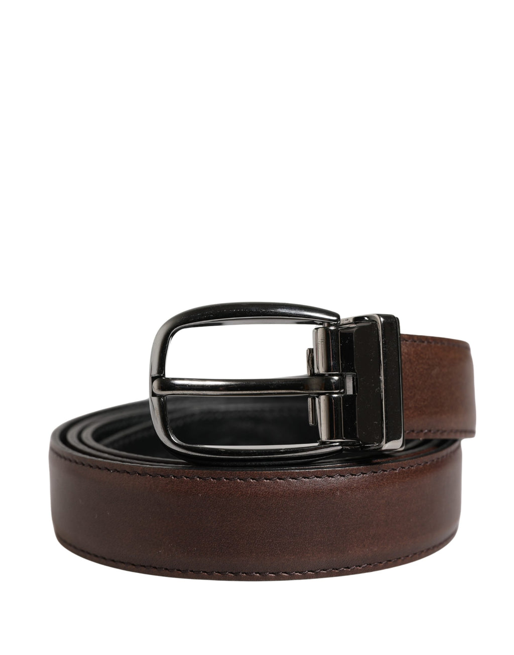 Dolce & Gabbana Men's Brown Leather Belt with Classic Metal Buckle