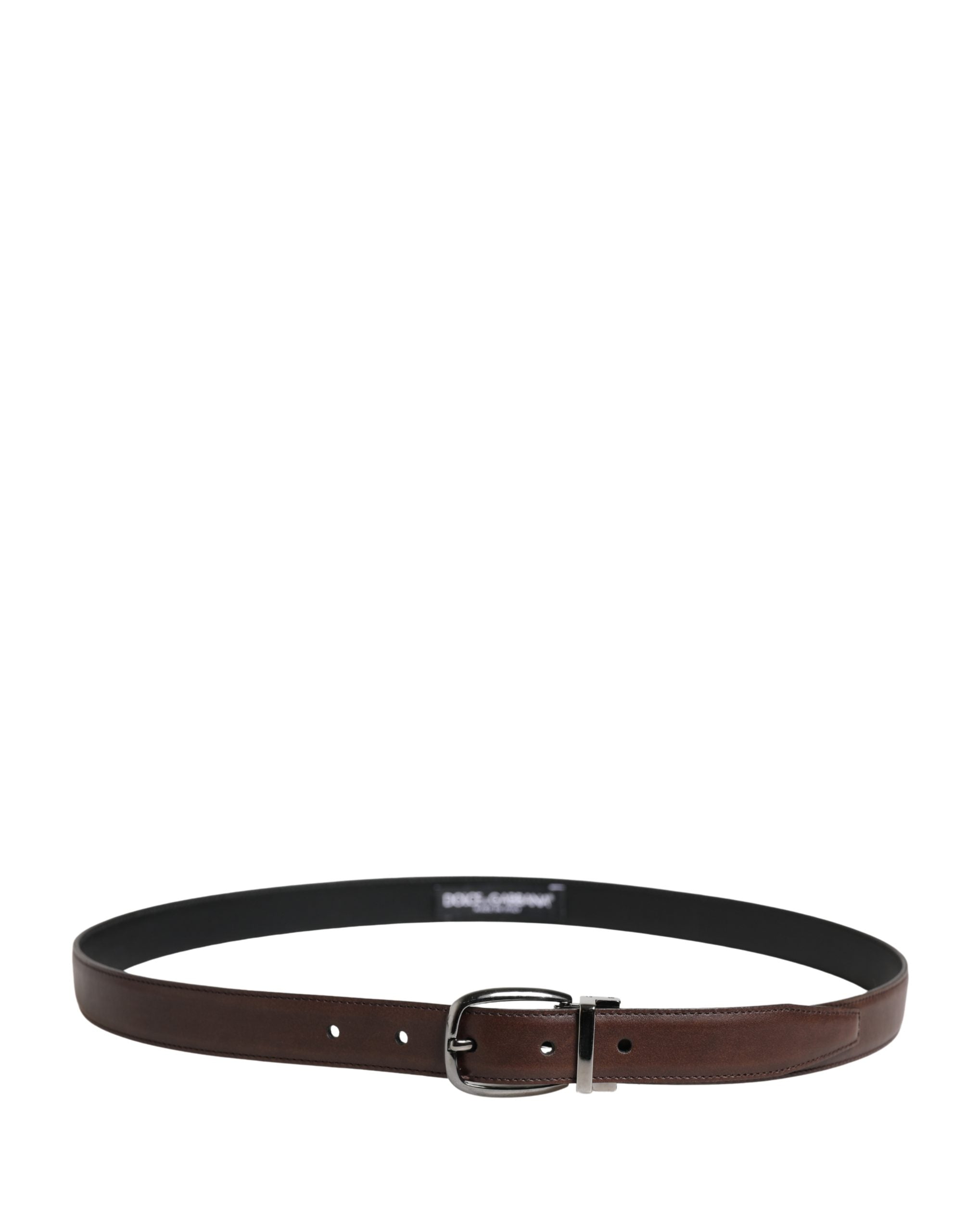 Dolce & Gabbana Men's Brown Leather Belt with Classic Metal Buckle