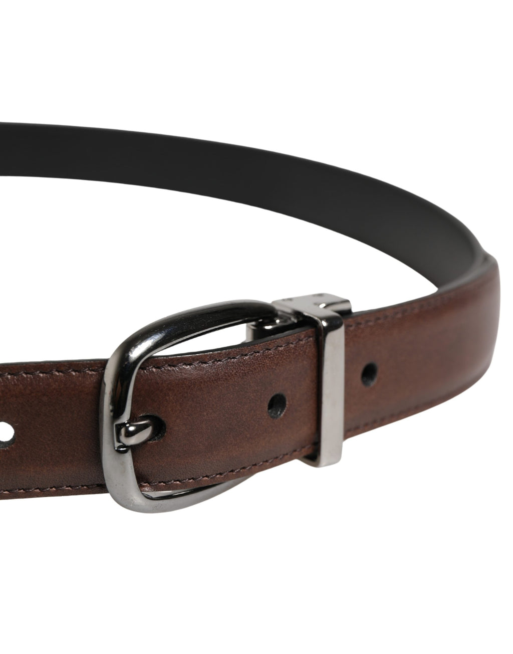 Dolce & Gabbana Men's Brown Leather Belt with Classic Metal Buckle