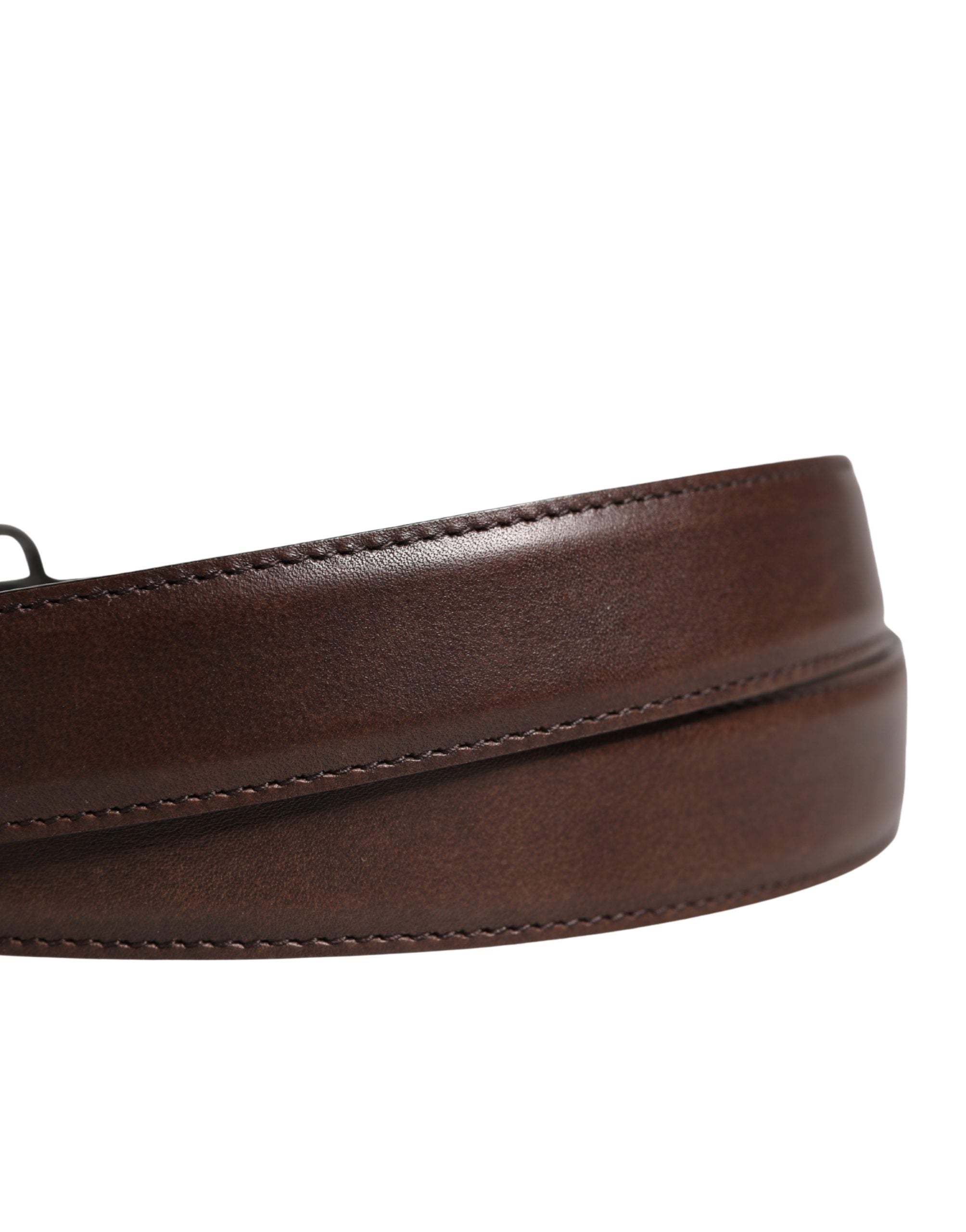 Dolce & Gabbana Men's Brown Leather Belt with Classic Metal Buckle