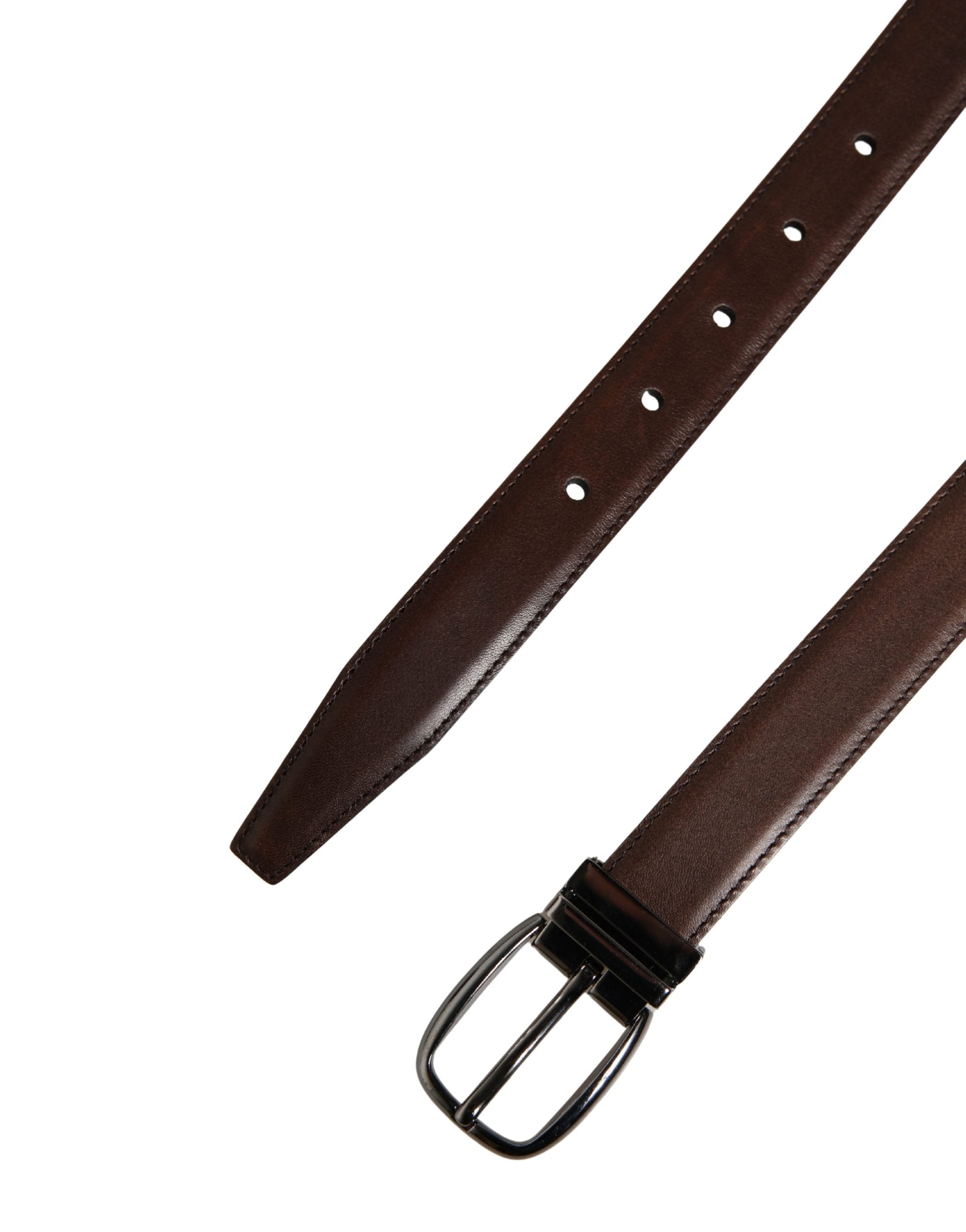 Dolce & Gabbana Men's Brown Leather Belt with Classic Metal Buckle