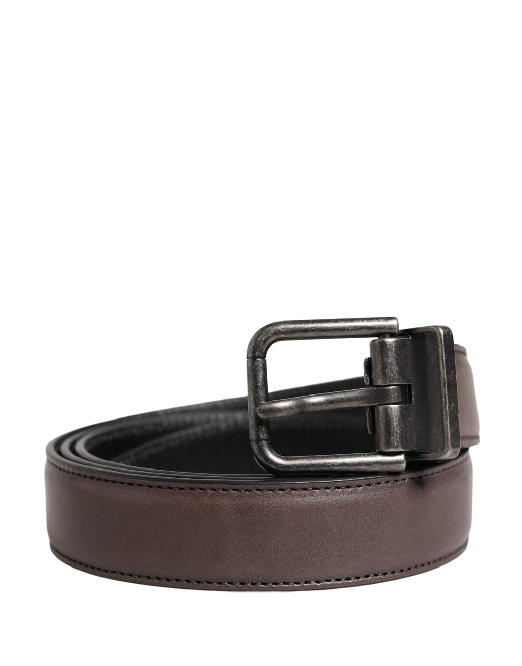 Dolce & Gabbana Herren Gürtel aus braunem Leder mit klassischer Metallschnalle