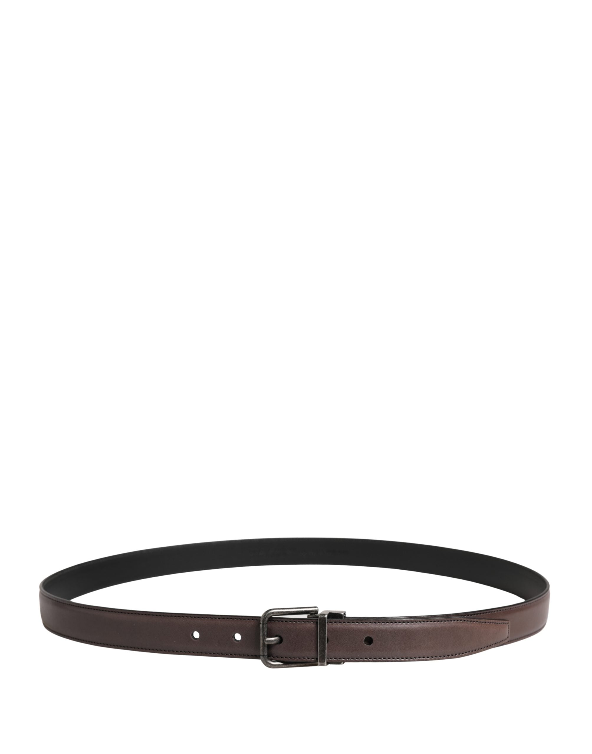 Dolce & Gabbana Herren Gürtel aus braunem Leder mit klassischer Metallschnalle