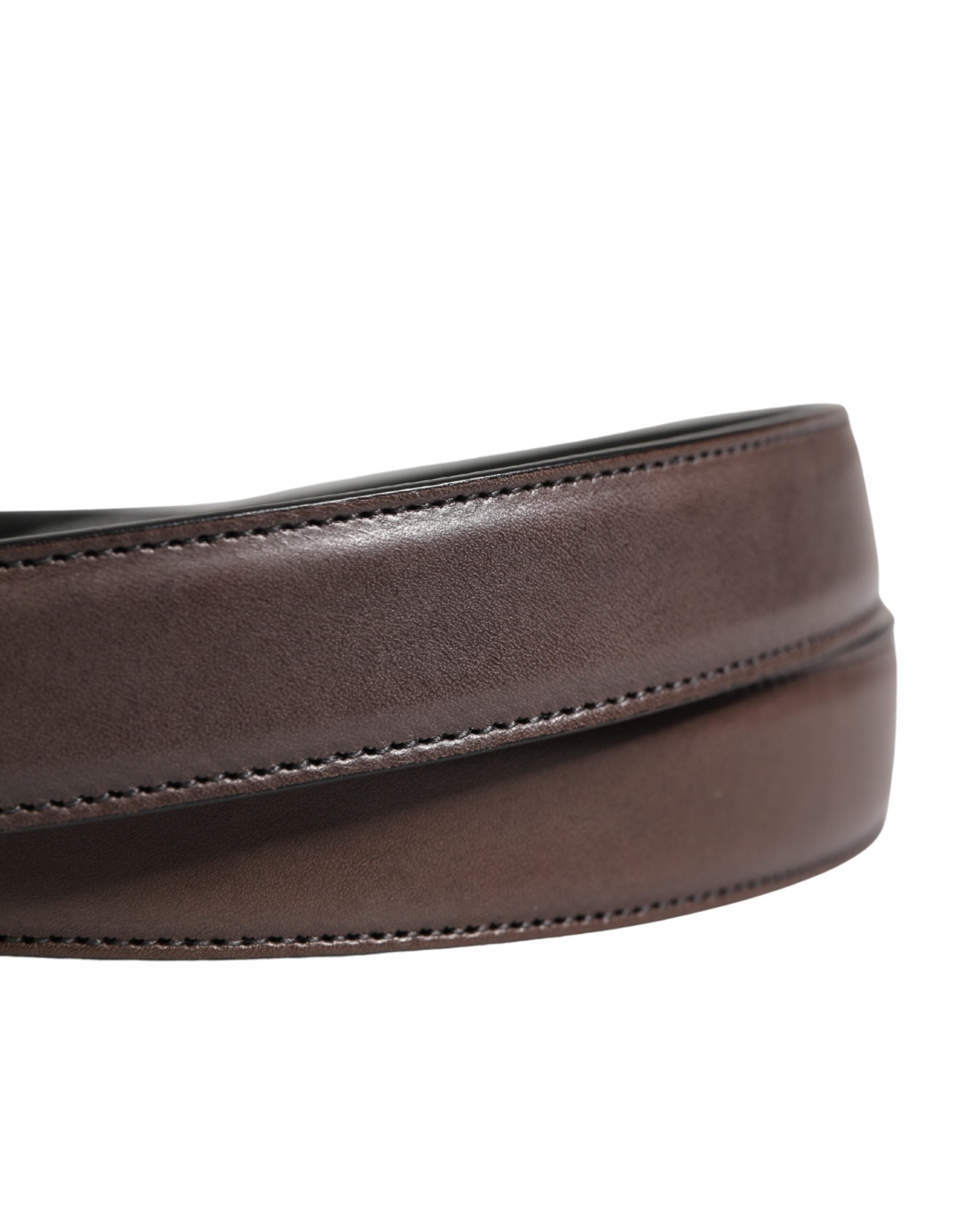 Dolce & Gabbana Herren Gürtel aus braunem Leder mit klassischer Metallschnalle