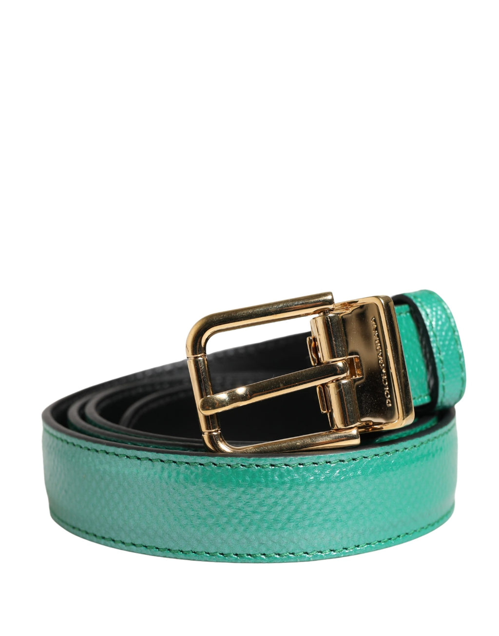 Dolce & Gabbana Men's green leather belt with classic metal buckle