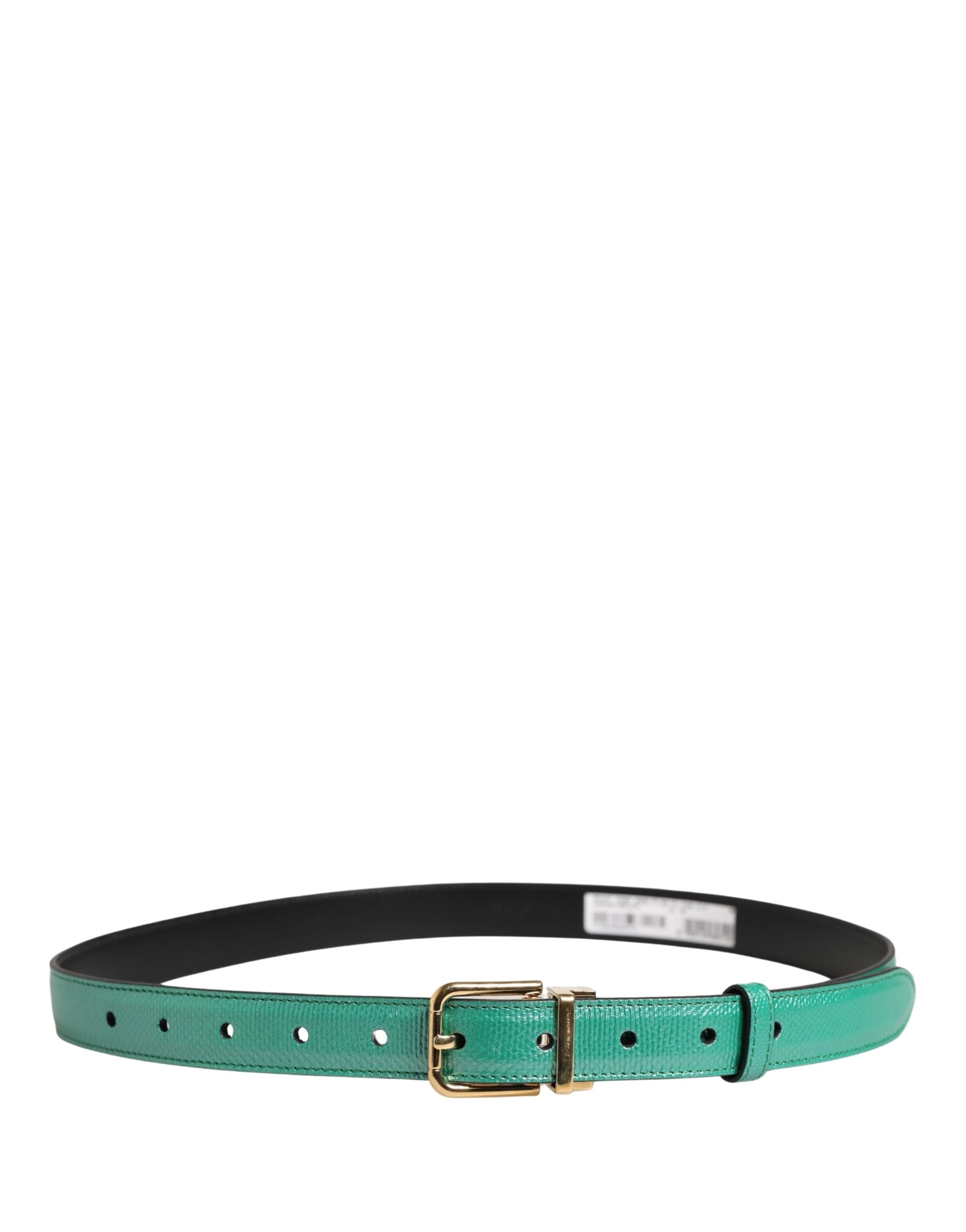 Dolce & Gabbana Men's green leather belt with classic metal buckle