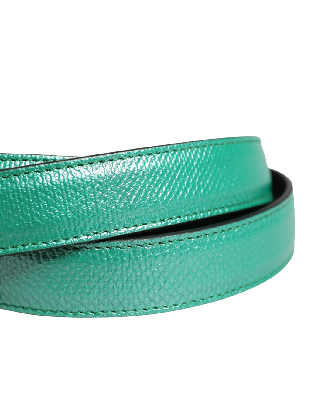 Dolce & Gabbana Men's green leather belt with classic metal buckle