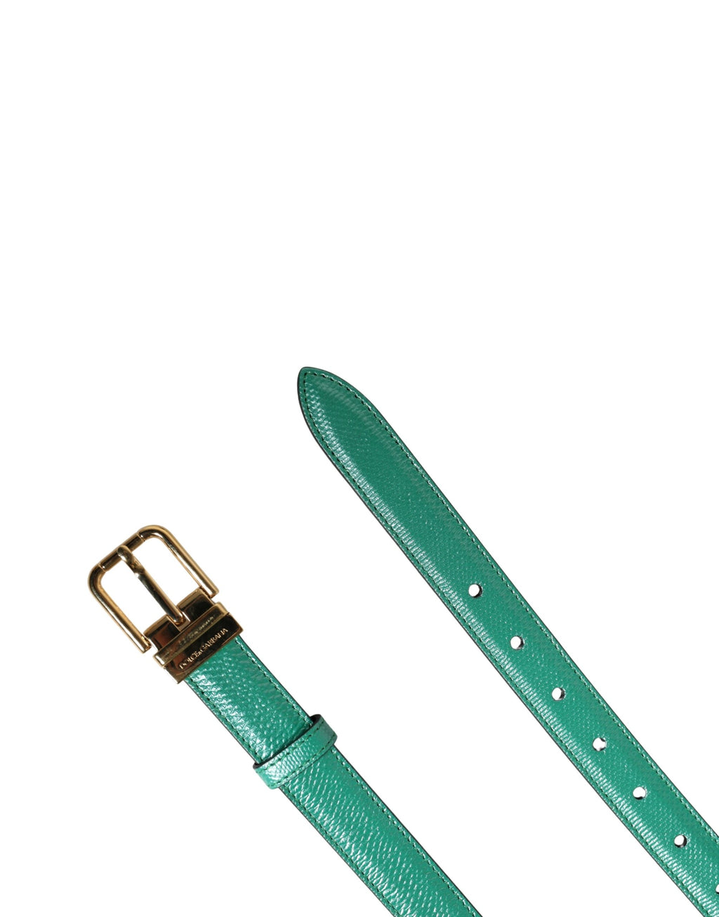 Dolce & Gabbana Men's green leather belt with classic metal buckle