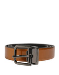 Dolce & Gabbana Herren Gürtel aus braunem Leder mit klassischer Metallschnalle