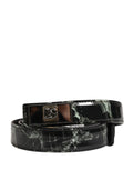 Dolce & Gabbana Herren Gürtel mit schwarzem Marmor-Leder und DG-Logo-Schnalle