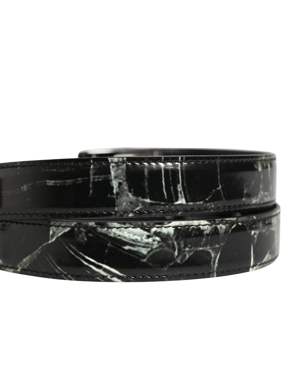 Dolce & Gabbana Herren Gürtel mit schwarzem Marmor-Leder und DG-Logo-Schnalle