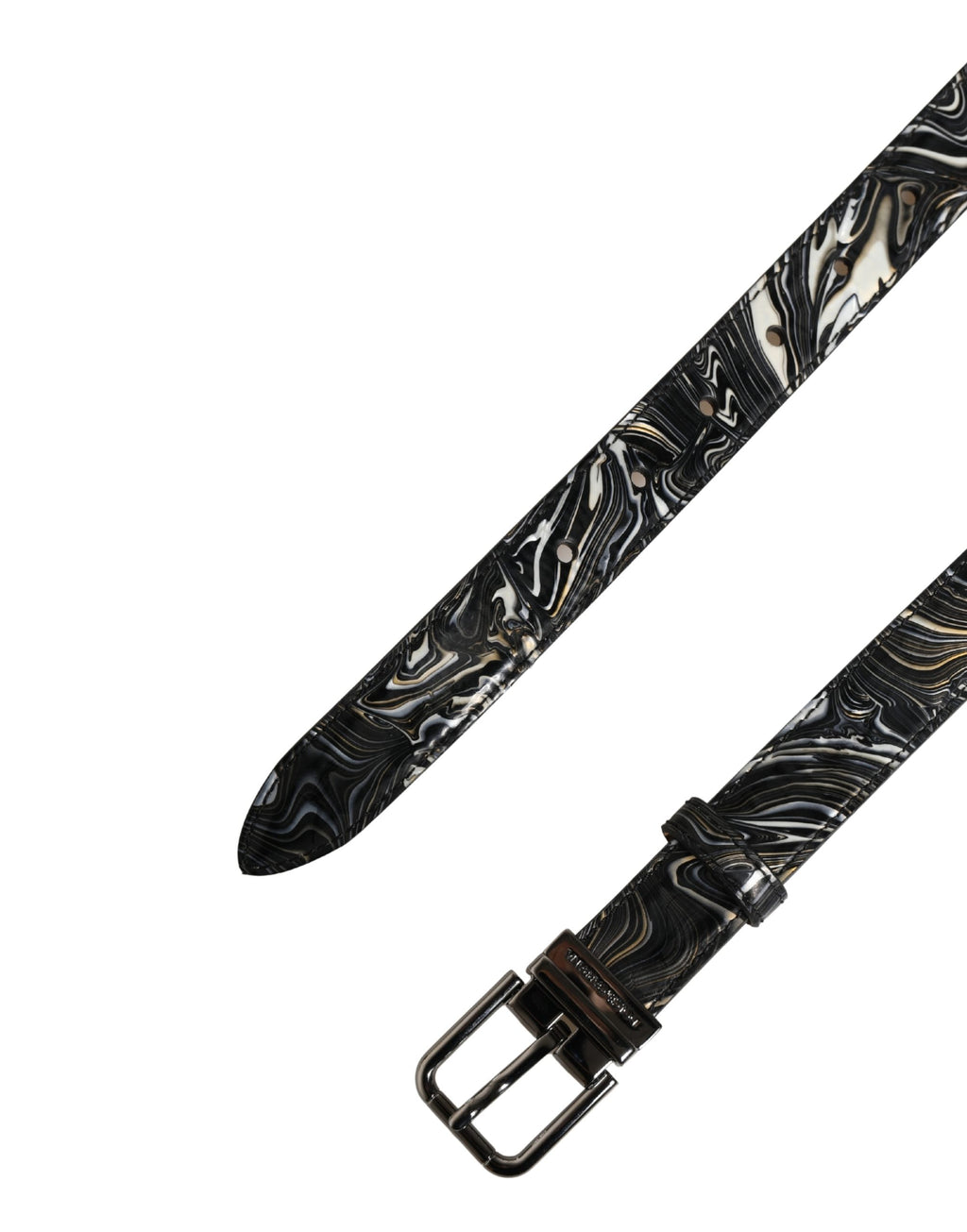 Dolce & Gabbana Herren Gürtel aus schwarzem Marmorleder mit Metallschnalle