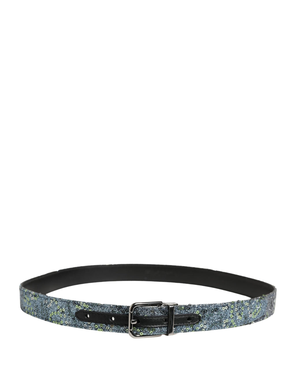 Dolce & Gabbana Herren Gürtel mit mehrfarbigen Pailletten und silberner Metallschnalle