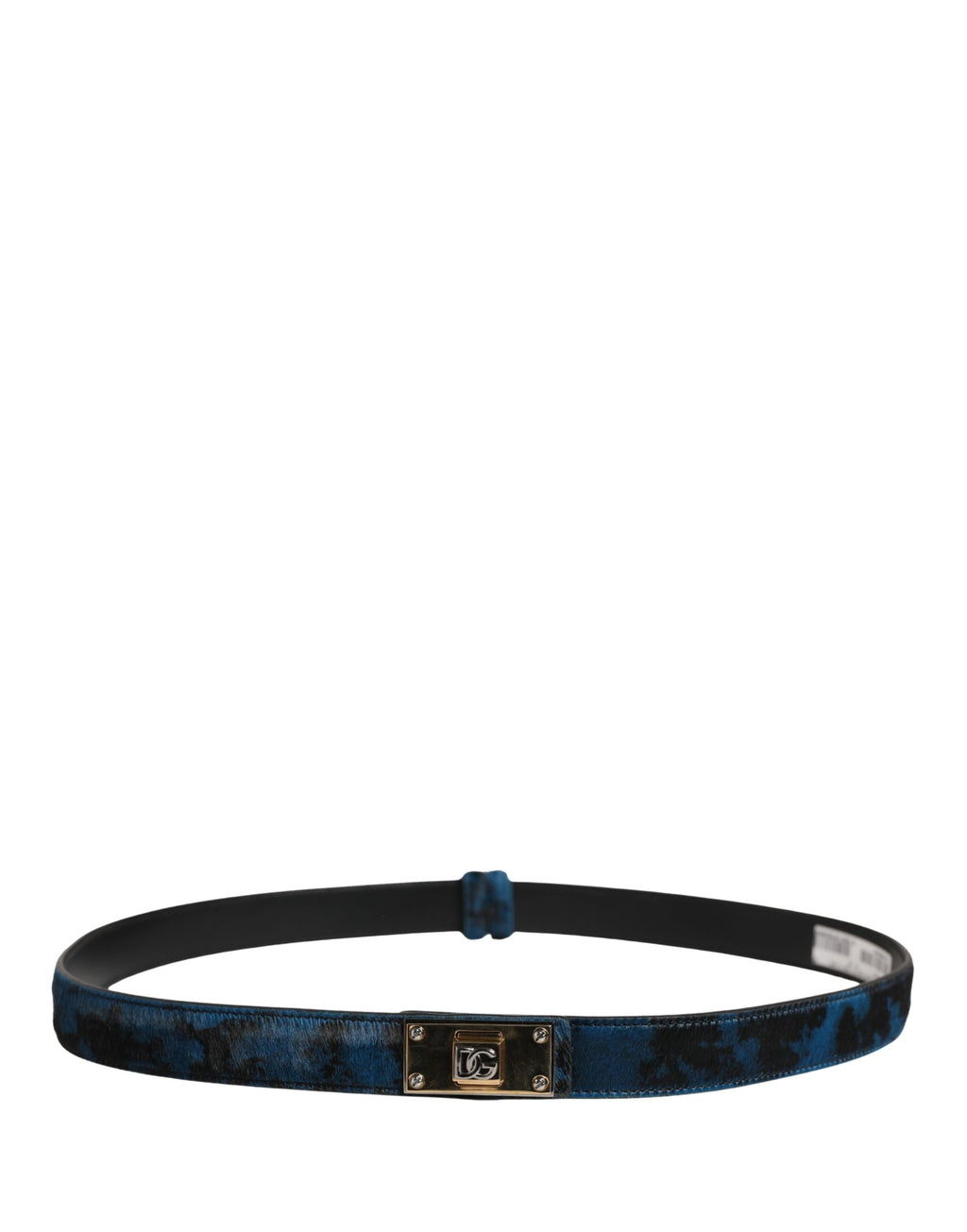Dolce & Gabbana Men's Belt in Blue Calfskin with Logo and Metal Buckle