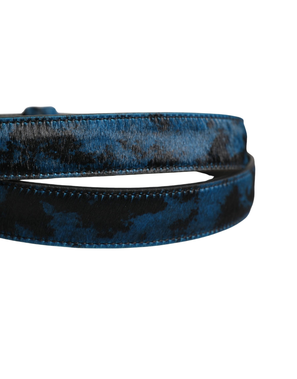 Dolce & Gabbana Men's Belt in Blue Calfskin with Logo and Metal Buckle