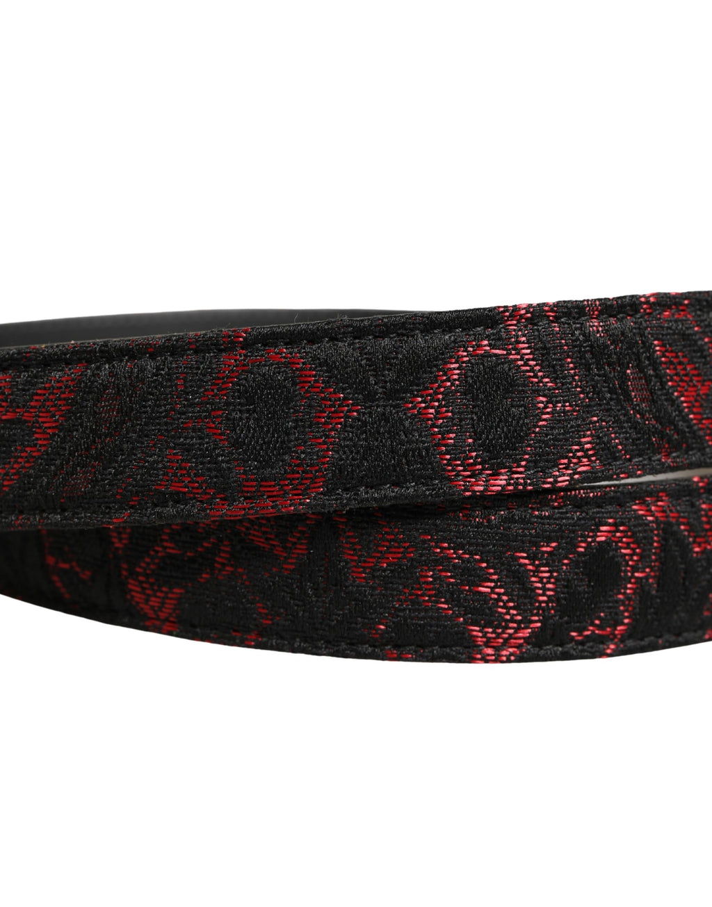 Dolce & Gabbana Black Polyester Belt with Silver Metal Buckle and Red Accents
