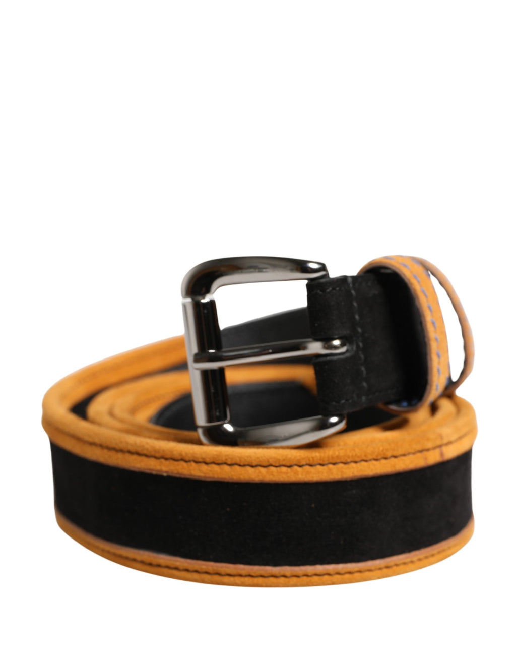 Dolce & Gabbana Men's Belt Black Orange Polyester Metal Buckle