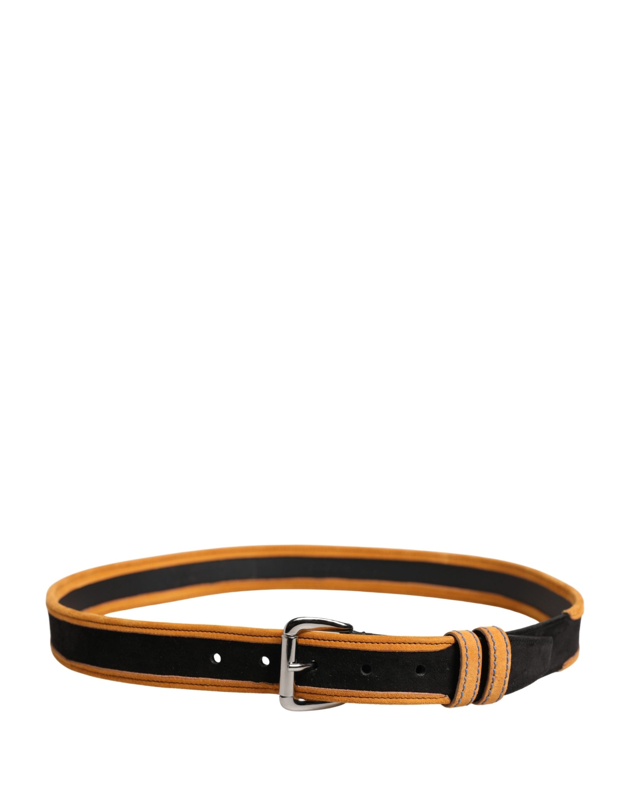 Dolce & Gabbana Men's Belt Black Orange Polyester Metal Buckle