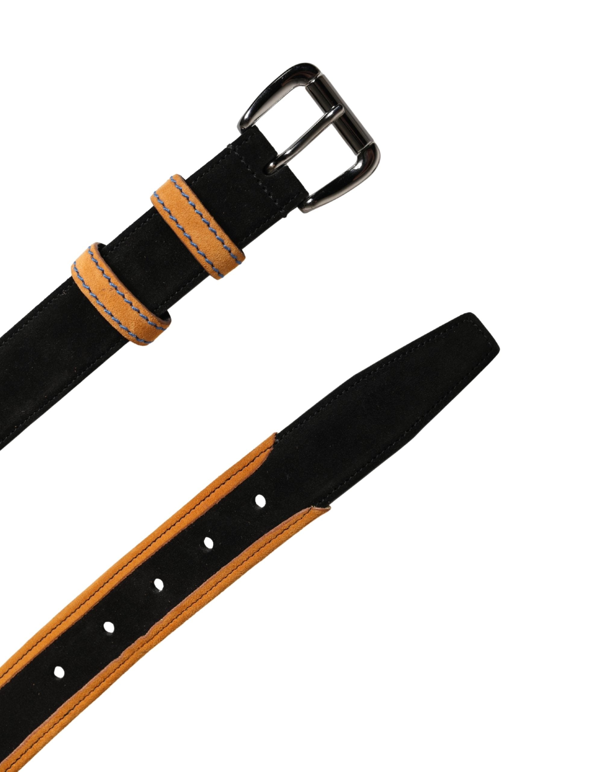 Dolce & Gabbana Men's Belt Black Orange Polyester Metal Buckle
