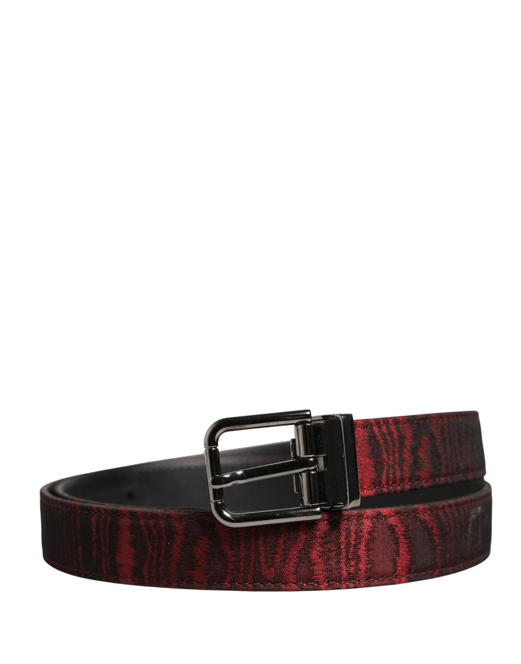 Dolce & Gabbana Men's Belt in Red Jacquard Acetate with Metal Buckle