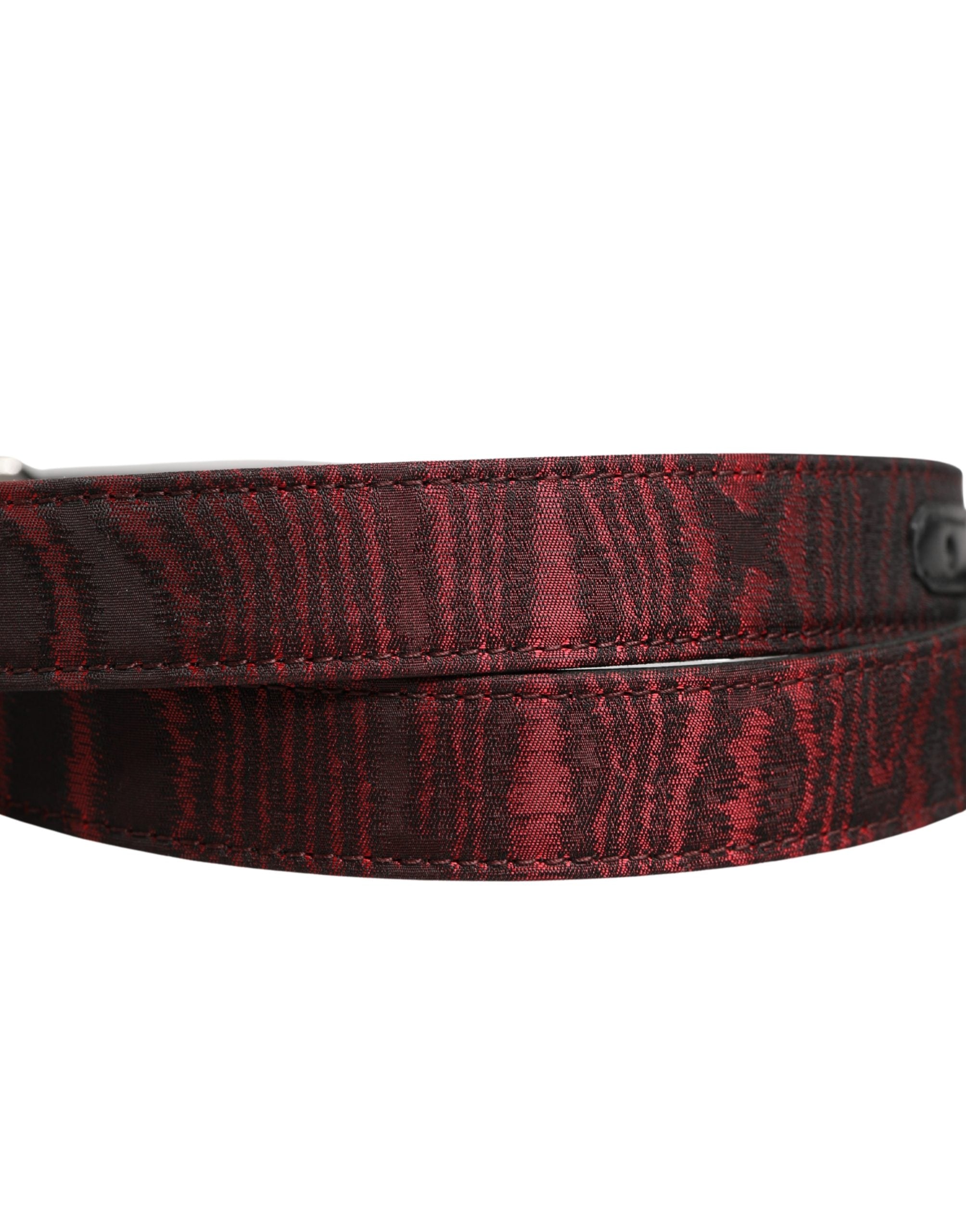 Dolce & Gabbana Men's Belt in Red Jacquard Acetate with Metal Buckle