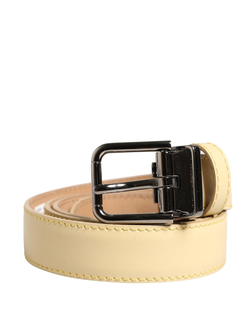 Dolce & Gabbana Herren Gürtel aus gelbem Leder mit klassischer Metallschnalle