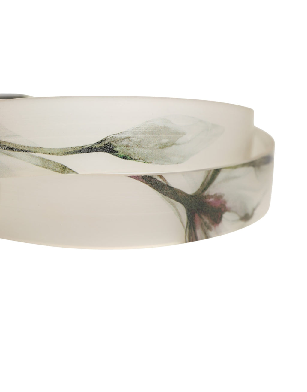 Dolce & Gabbana Men's Belt with White Floral PVC Embossing and Silver Metal Buckle