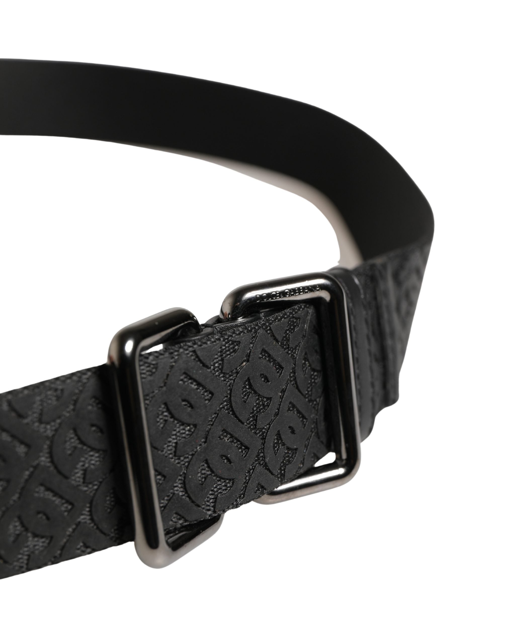 Dolce & Gabbana Men's Belt Black DG Logo Polyester Metal Buckle
