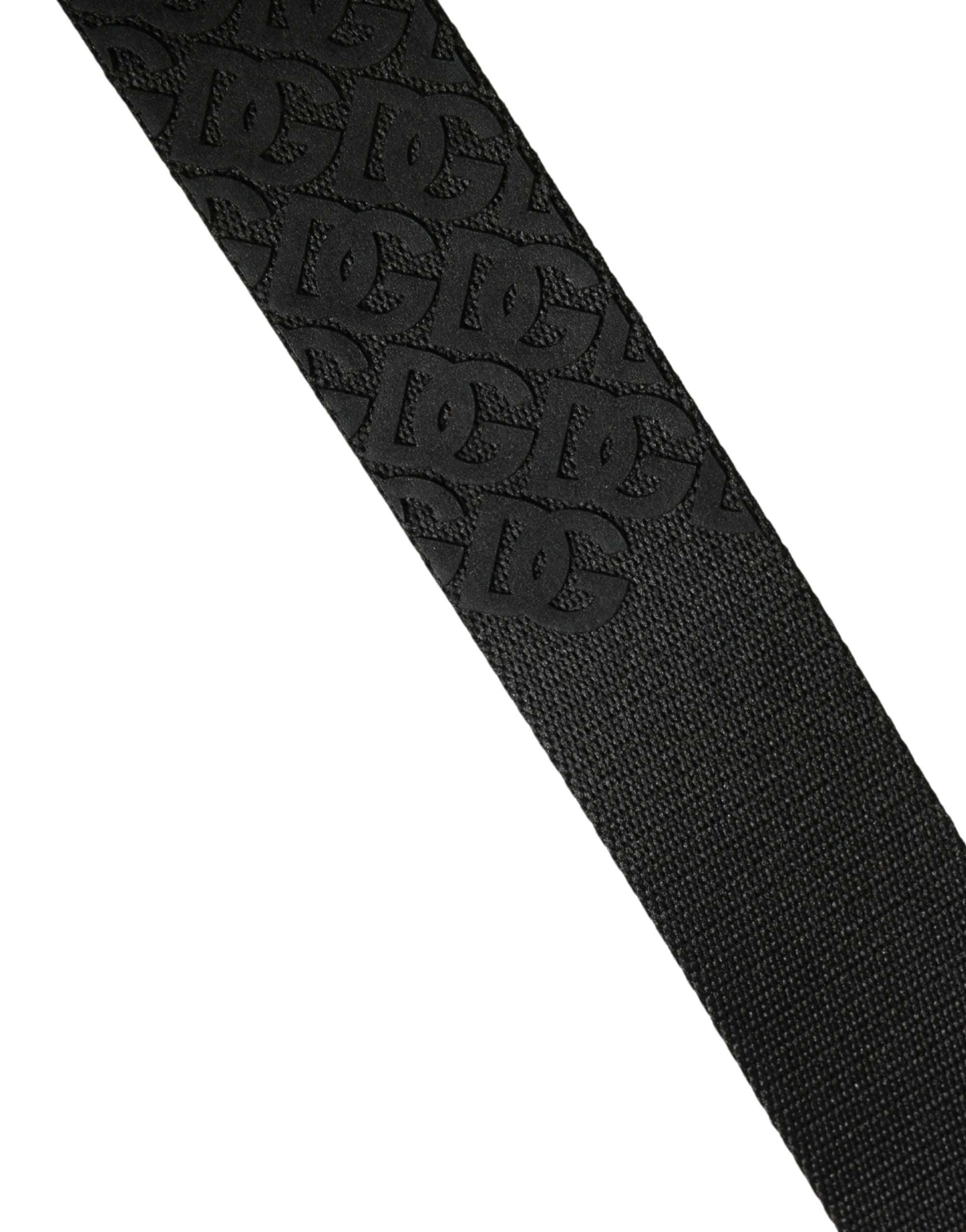 Dolce & Gabbana Men's Belt Black DG Logo Polyester Metal Buckle