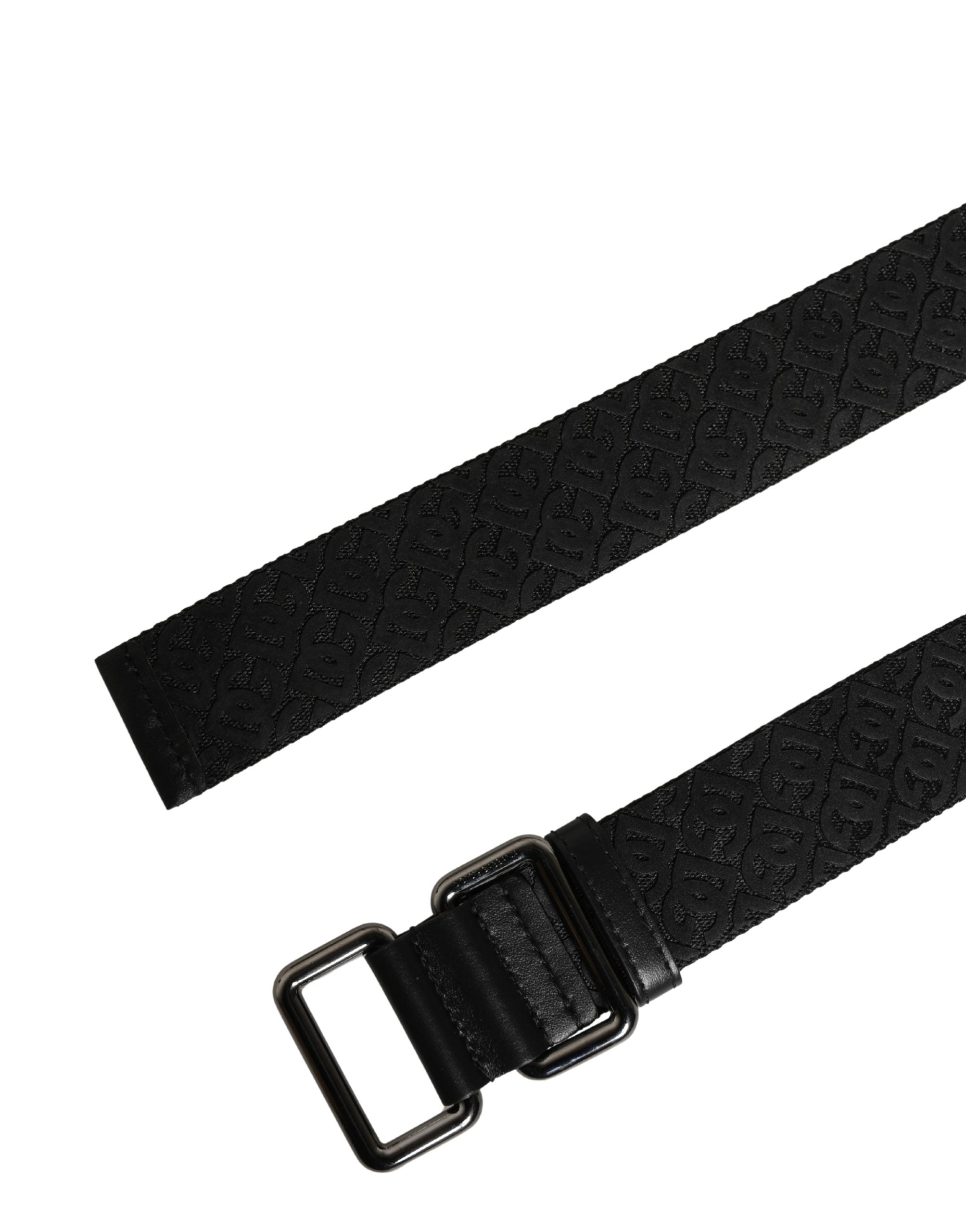 Dolce & Gabbana Men's Belt Black DG Logo Polyester Metal Buckle