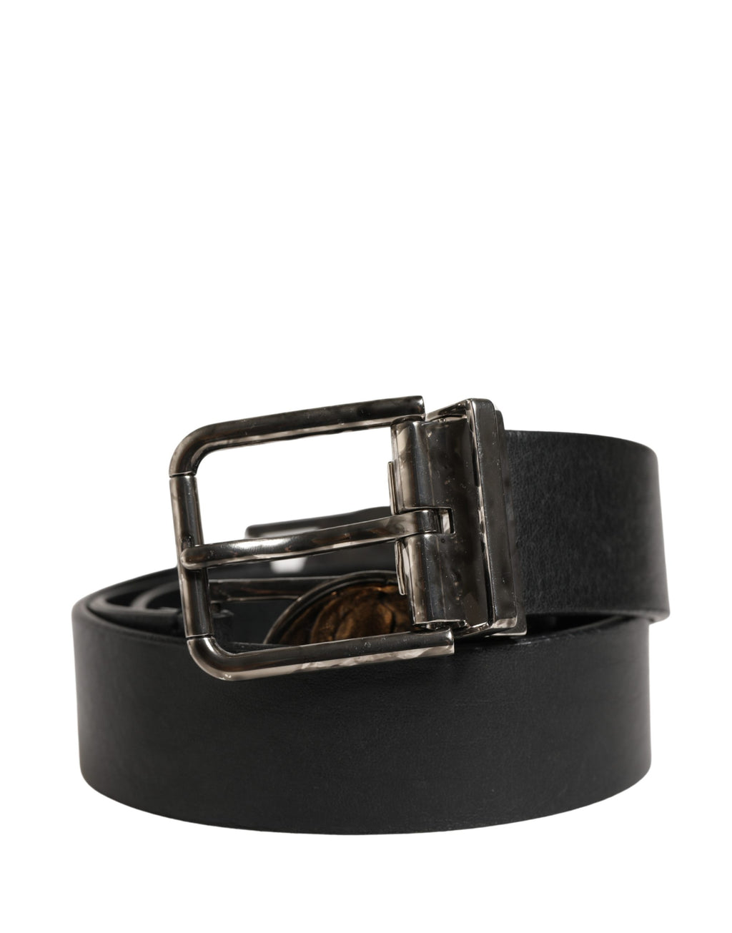 Dolce & Gabbana Men's Black Classic Leather Belt with Metal Buckle