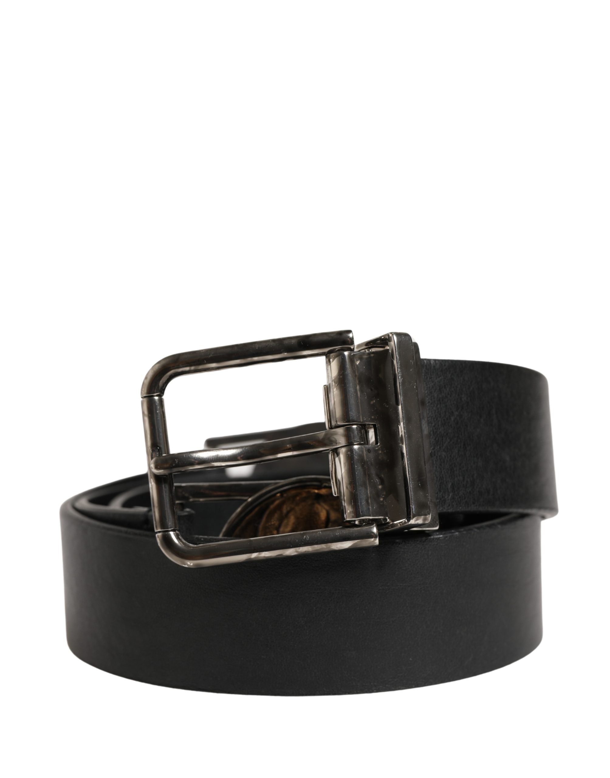 Dolce & Gabbana Men's Black Classic Leather Belt with Metal Buckle